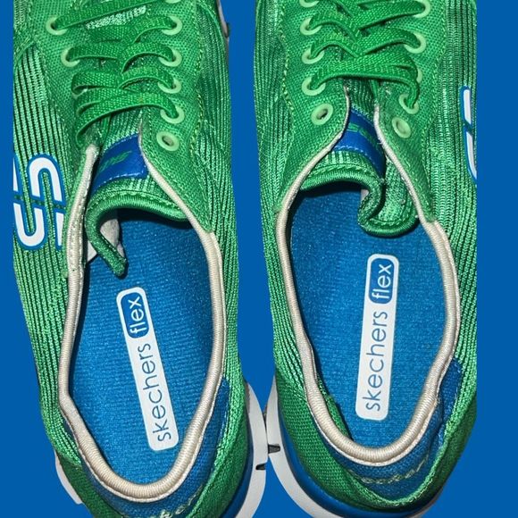 2012 Skechers Womens Flex 22162 Green Blue Running Shoes Sneakers Size 7 - Picture 6 of 8